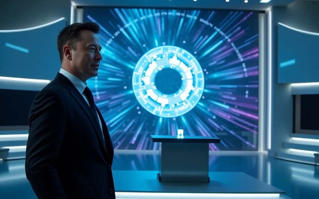 Elon Musk vs OpenAI 2025 lawsuit – digital AI-themed news illustration with courtroom symbolism